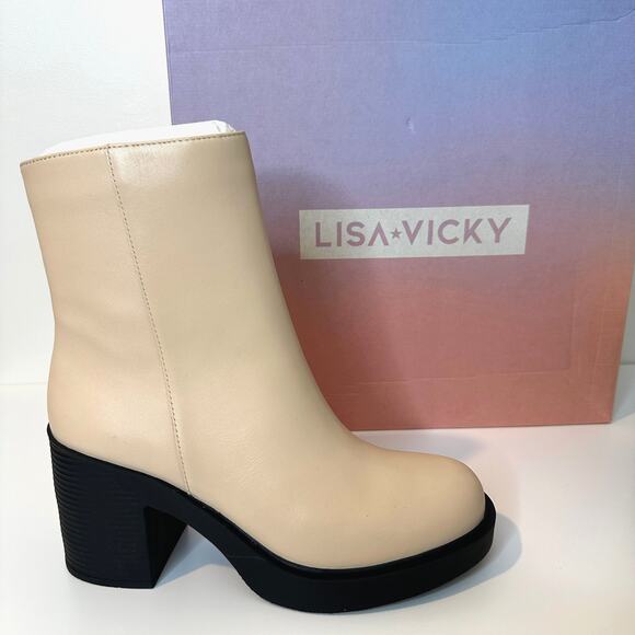 Lisa Vicky VALID-V Ankle Boots Women’s 7.5 Beige Polish Calf with Box NEW - Picture 2 of 6